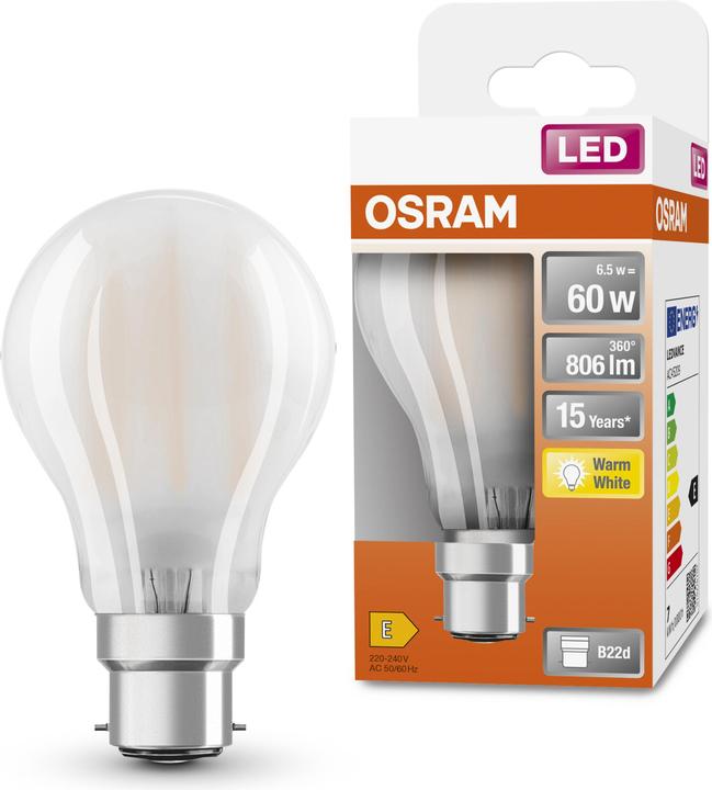 Immagine prodotto Osram LEDSCLA60 7W/827 230VGLFR B22D 10X1OSRAM (B22d, 6.50 W, 806 lm, 1 x, E)
