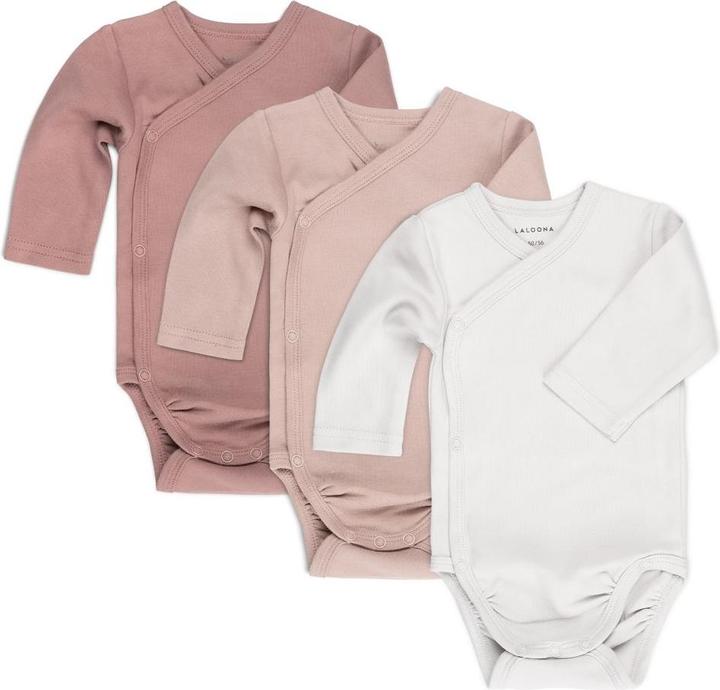 Produktbild La Loona LaLoona Baby-Bodys & Wickelbodys Wickelbody Langarm 3er Pack - Rose - (50)