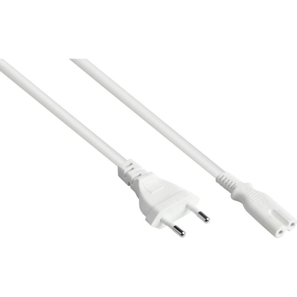 Varia Euro-Netzkabel Euro-Stecker Typ C an C7Euro 8 Buchse, wei, 0,75mm, 0,5m (0.50 m), Cavo di alimentazione