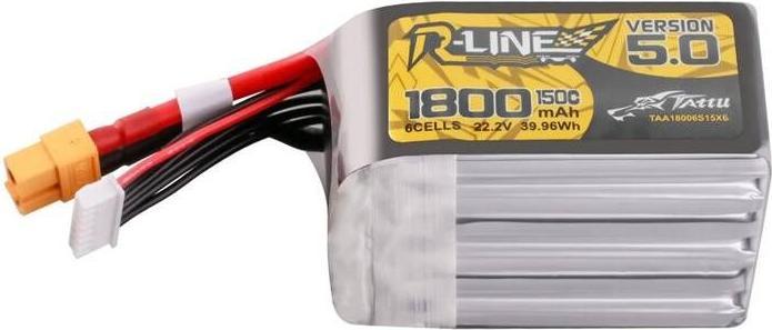 Tattu Batterie Lipo R-Line version 5.0 150C 6S avec connecteur XT60 (22.20 V, 1800 mAh)