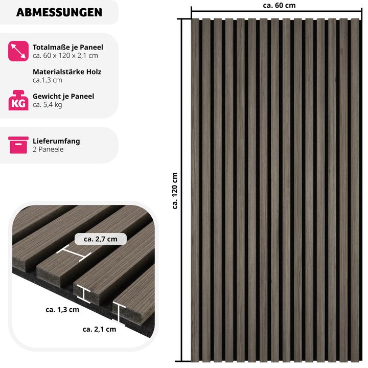 Immagine prodotto tectake Set di 2 pannelli acustici Sonic Wall effetto legno (2 pz.)