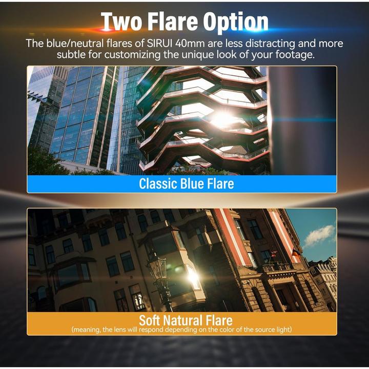 Produktbild Sirui 40AF133X-ZB 40mm T1.81.33X S35 AF Anamorphic Objektiv (Nikon Z mount, Blue Flare) (Nikon Z, Vollformat)