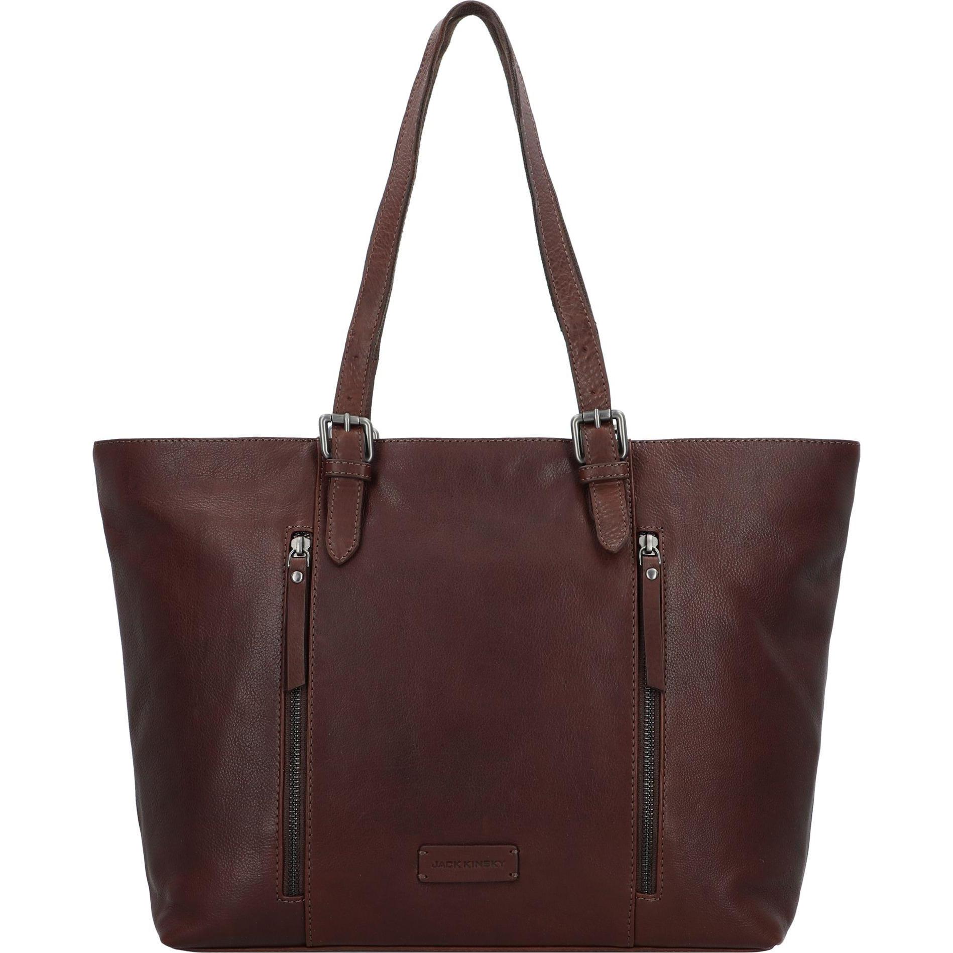 Jack kinsky, Handtasche, Schultertasche Leder 34 cm, Braun