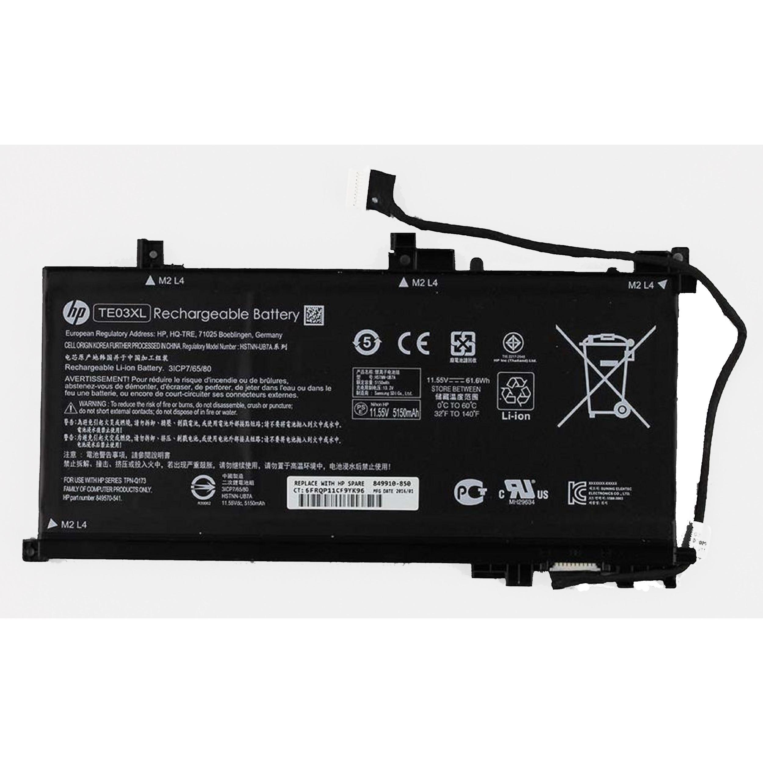 HP Original Akku für Pavilion 15-BC003NG (5350 mAh), Notebook Akku, Schwarz