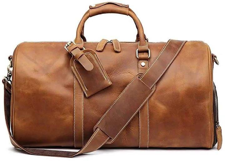 Produktbild Only-Bags.Store Vollnarbenleder Duffle Bag mit Schuhfach, Herrenreisetasche, Wochenendgepäcktasche, einzigartige