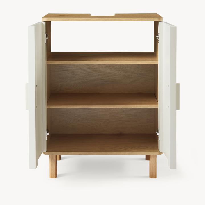 Actual product image En.Casa Waschbeckenunterschrank Ferrersp 80x60x35 cm Eicheoptik/Sandfarben (60 x 35 x 80 cm)