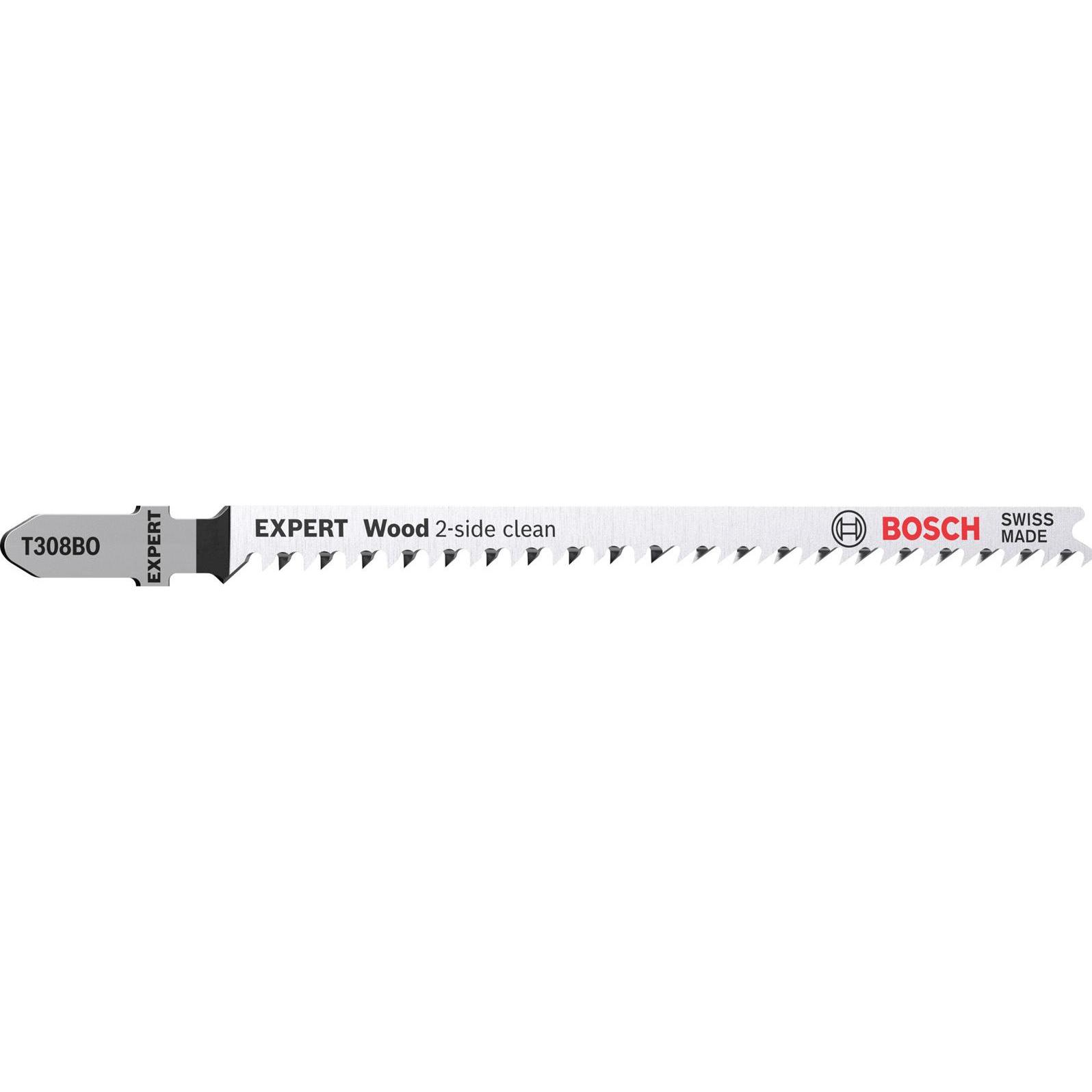 Bosch Professional Zubehör, Sägeblatt, EXPERT ‘Wood 2-side clean’ T 308 BO Stichsägeblatt, 3 Stück