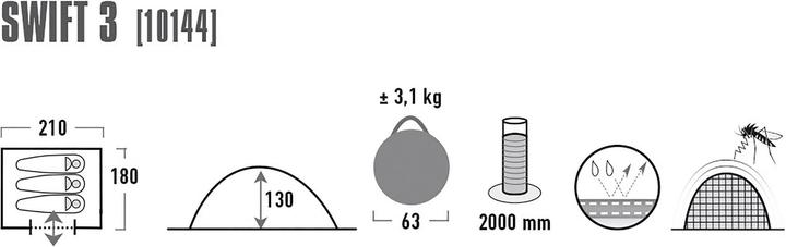 Produktbild High Peak Swift 3 (Kuppelzelt, 3.10 kg, 3 Personen)