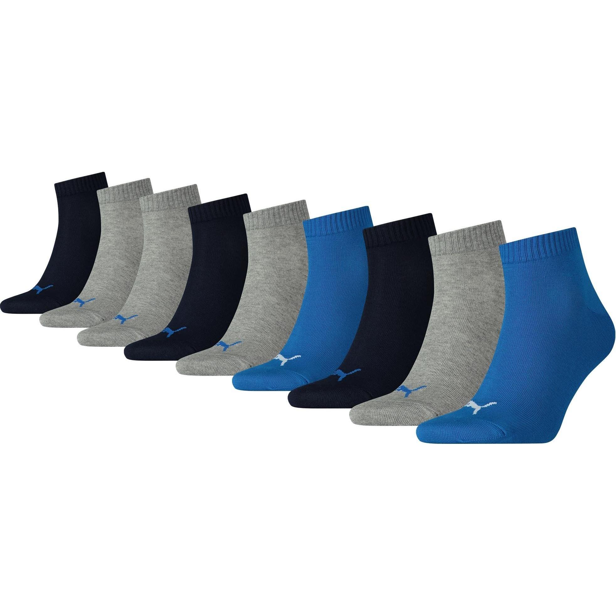 Puma, Herren, Socken, Unisex Viertel Einfarbig 9p, Blau, (3er Pack, 35 - 38)