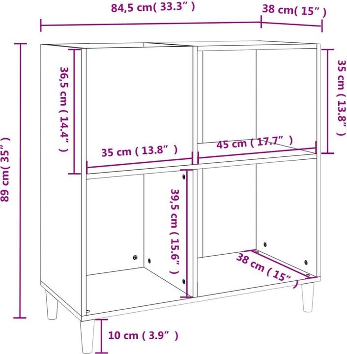 Actual product image vidaXL Plattenschrank Grau Sonoma 84,5x38x89 cm Holzwerkstoff