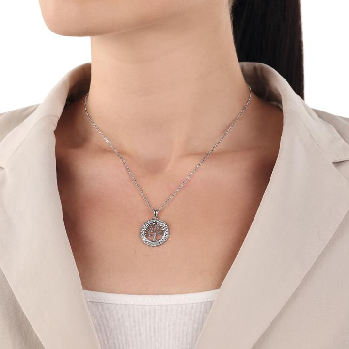 Actual product image Amor necklace for ladies, 925 Sterling silver, zirconia synth. | tree of life (Silver 925)