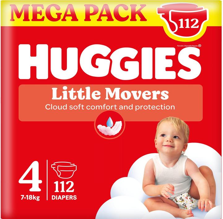 Huggies Little Movers (Gr. 4, Halbmonatsbox, 112 Stk.)