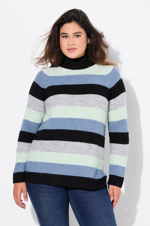 Produktbild Ulla Popken Pullover, Streifen, Stehkragen, Raglan-Langarm (58)