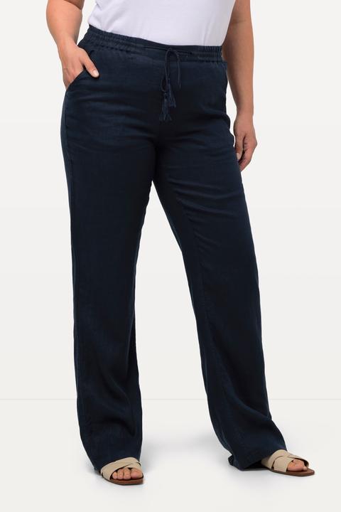 Produktbild Ulla Popken Leinenhose Mary, Elastikbund, weites, gerades Bein (58)
