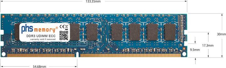 Actual product image PHS-memory 8GB RAM memory for Fujitsu CELSIUS W520, W520 power (D3167) DDR3 UDIMM ECC 1600MHz PC3-12800E (Fujitsu CELSIUS W520, W520 power (D3167), 1 x 8GB)