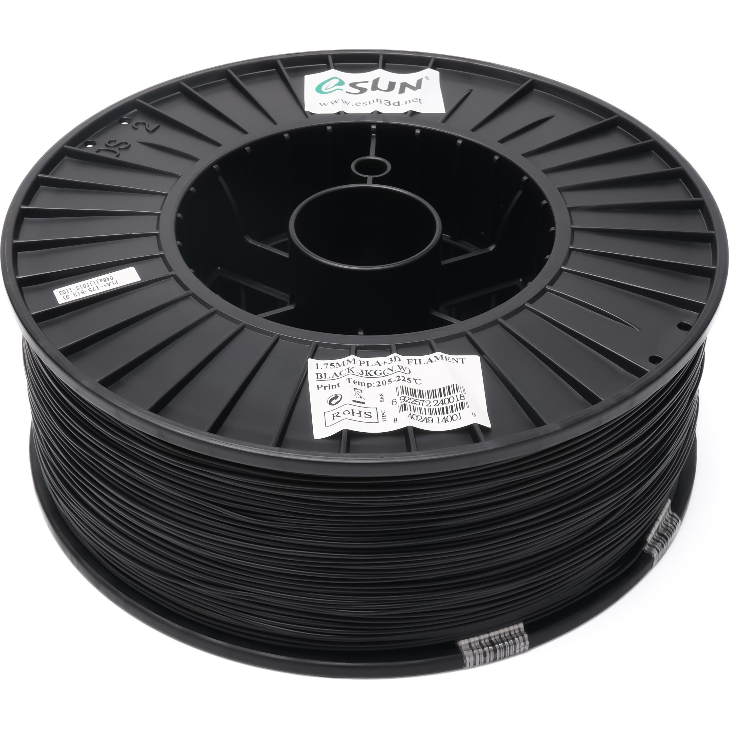 Thumbnail - eSUN PLA+ Filament 1.75mm Schwarz 3Kg (PLA+, 1.75 mm, 3000 g, Schwarz), 3D Filament, Schwarz