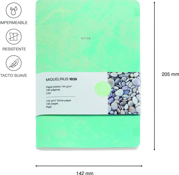 Actual product image Miquelrius Stone green notebook (A5, Plain, Hardcover)