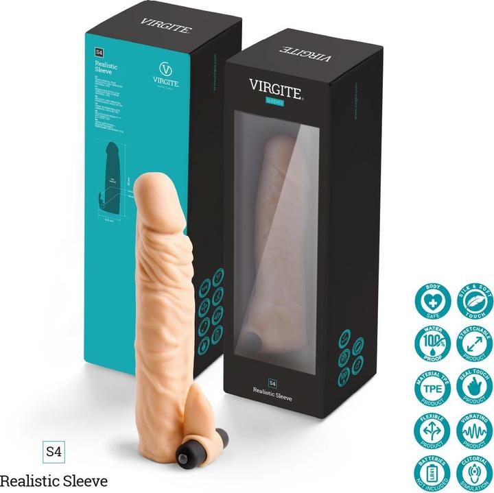 Image du produit Virgite Étui à pénis réaliste S4 Viande 20 cm Avec vibration