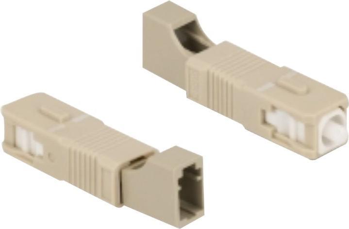 Produktbild Delock LWL Hybrid Kupplung SC Simplex Stecker zu LC Simplex Buchse beige (Netzwerk Kupplung)