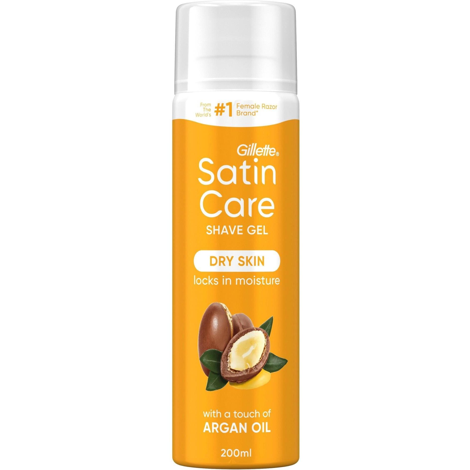 Gillette, Schiuma da barba + Gel da barba, Satin Care Gel Arganöl Rasiergel 200 ml (200 ml, Gel da barba)