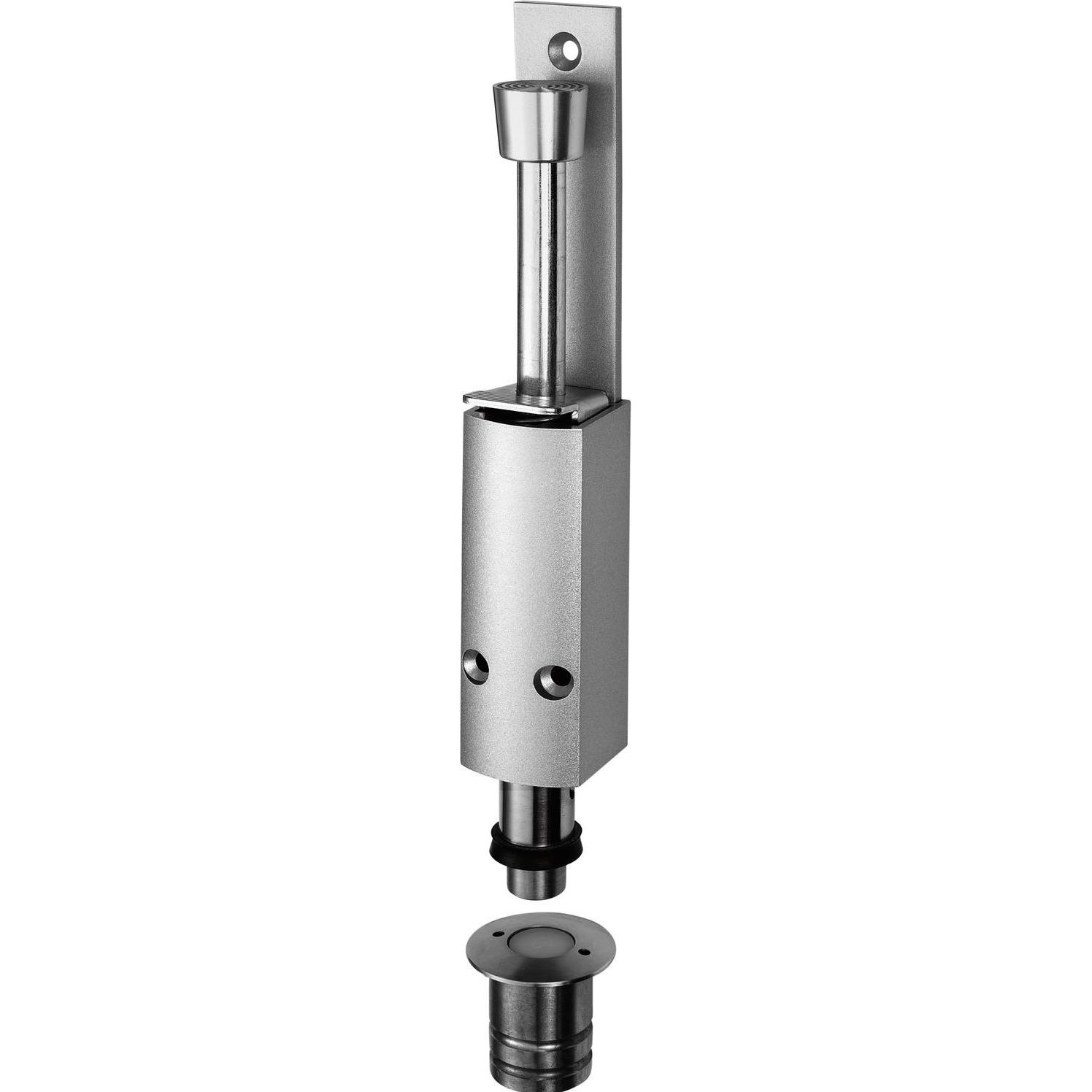 Kws, Türstopper, Türfeststeller 1242 mit Bodenbüchse Hub 60 mm, Alu silber lackiert / Edelstahl (1 Stück)