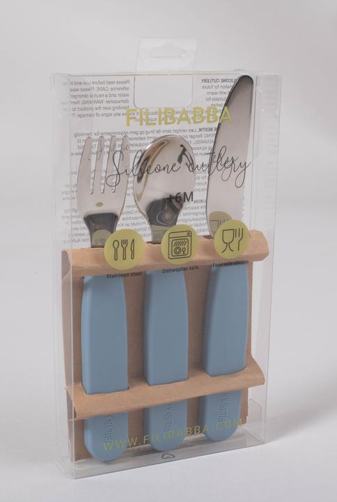 Immagine prodotto Filibabba Set di posate in silicone - Blu polvere