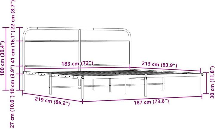 Image du produit vidaXL Bettgestell (183 x 213 cm)