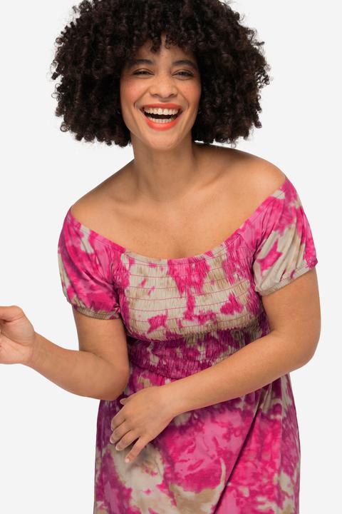 Image du produit Angel of Style Robe maxi en jersey avec imprimé all-over, col rond, buste smocké et manches courtes (44)