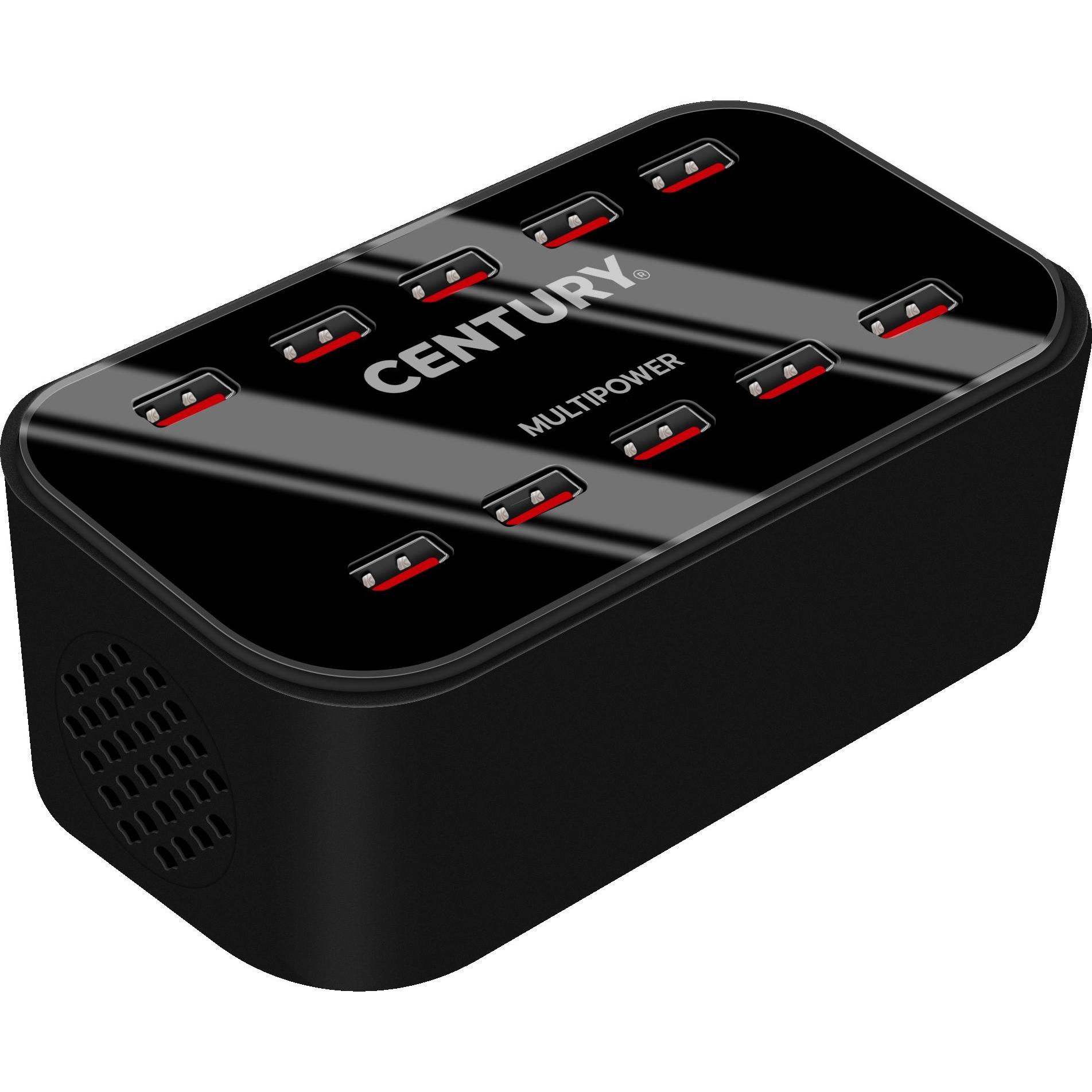 Thumbnail - Century MULTIPOWER 10-fach USB Ladestation 100-240V 100W IP20 (100 W), USB Ladegerät, Schwarz