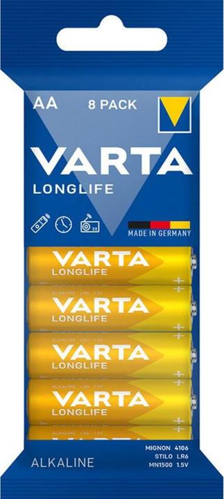 Produktbild Varta 1x8 Longlife AA LR 6 Folienverpackung (8 Stk., AA / LR6 / LR06 / Mignon / R6 / R14505, 2800 mAh)