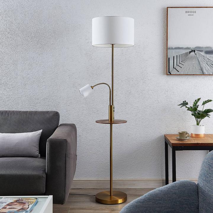 Immagine prodotto Lindby Lampada da terra Aovan con mensola e USB, bronzo (E27)
