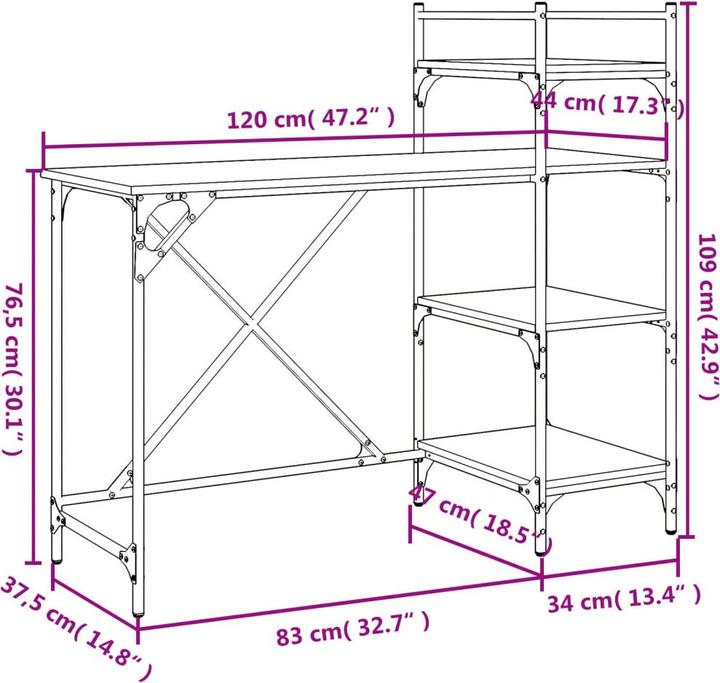 Image du produit vidaXL Computertisch (120 x 47 x 109 cm)