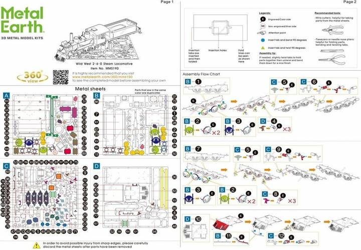 Nährwerte und Zutaten Metal Earth Wild West 2-6-0 Locomotive