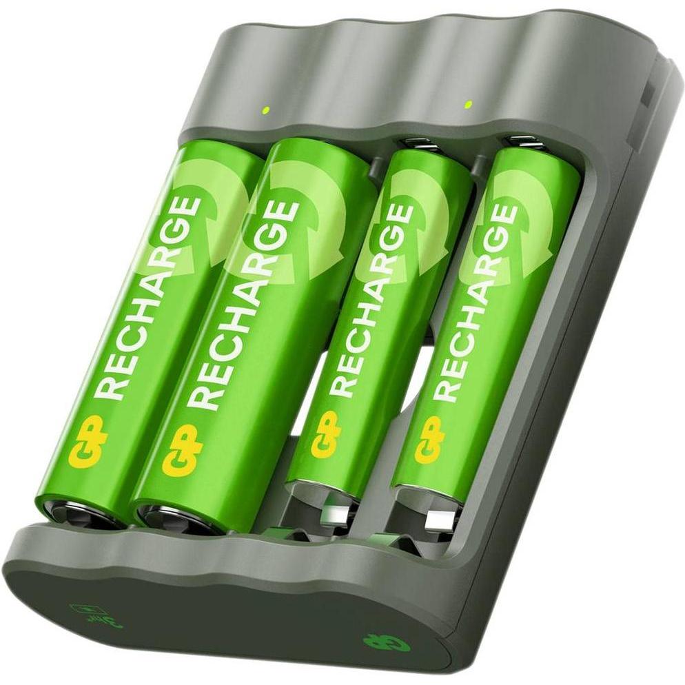 GP Batteries Caricabatterie GP NiMH Micro (AAA), Mignon (AA) (1 pz., AAA, AA, 2100 mAh, Batteria + Caricabatterie), Caricabatterie