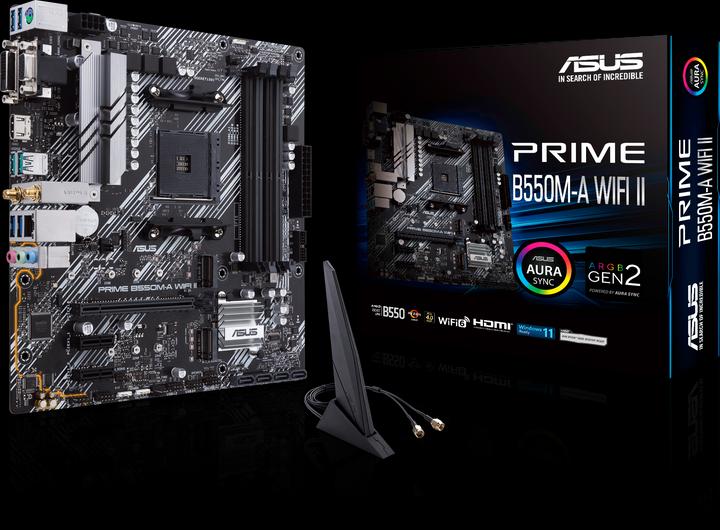 Productafbeelding ASUS MB PRIME -A WI-FI II AMD,AM4,DDR4,mATX (AM4, AMD B550, mATX)