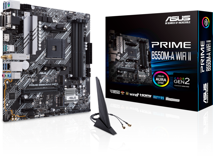 Productafbeelding ASUS MB PRIME -A WI-FI II AMD,AM4,DDR4,mATX (AM4, AMD B550, mATX)