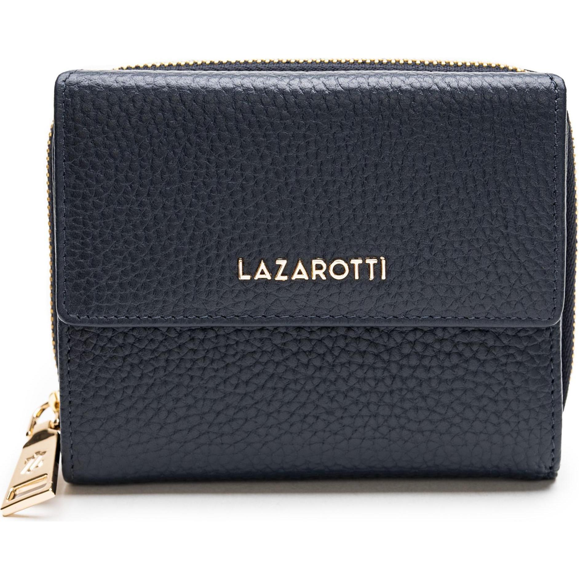 Lazarotti, Damen, Portemonnaie, Bologna Leather Geldbörse Leder 12 cm, Blau