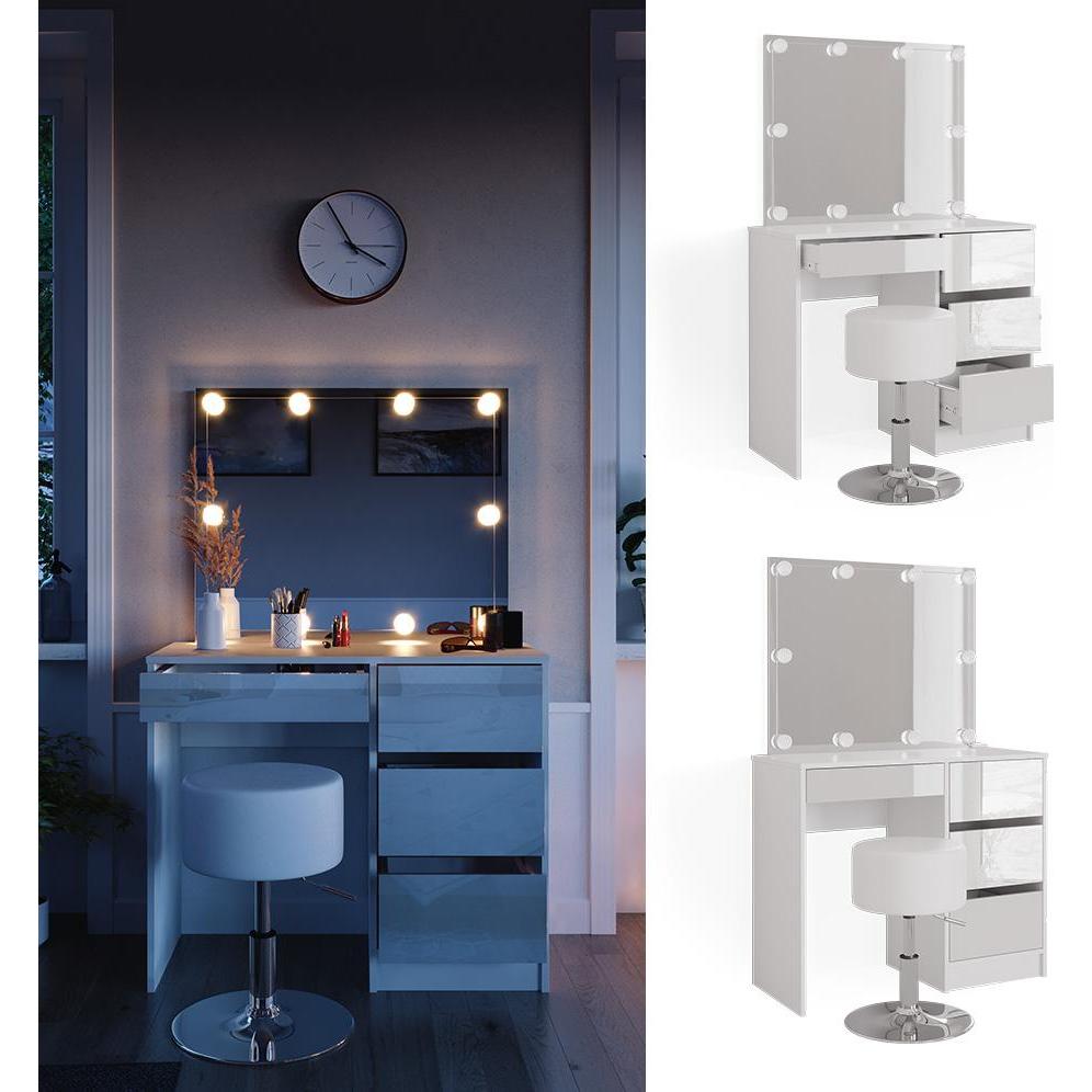 Thumbnail - Vicco, Schminktisch, Sherry mit Hocker und Beleuchtung (90 x 40 x 75 cm)
