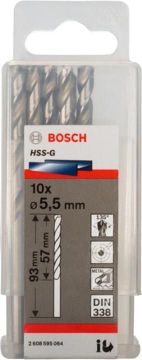 Produktbild Bosch Professional Zubehör PRO Metal HSS-G Spiralbohrer, 5,5 x 57 x 93 mm (5.5 mm)