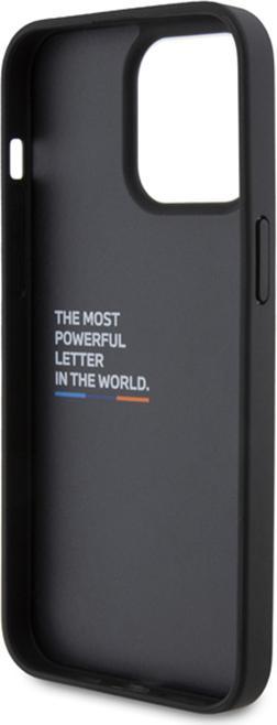 Produktbild BMW BMHCP15X22PTDK iPhone 15 Pro Max 6.7" czarny/black Leather Stamp Tricolor (Apple iPhone 15 Pro Max)