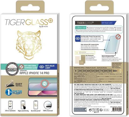 Produktbild Muvit Tiger Glass Plus Verre Trempe Anti Lumiere Bleue Iphone 14 Pro (Apple iPhone 14 Pro)
