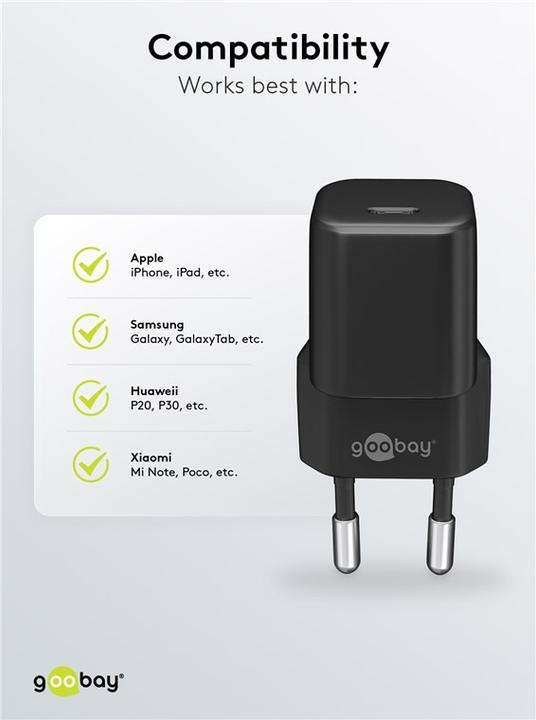 Immagine prodotto Goobay Caricabatterie Rapido USB-C Nano con tecnologia GaN (30 W)