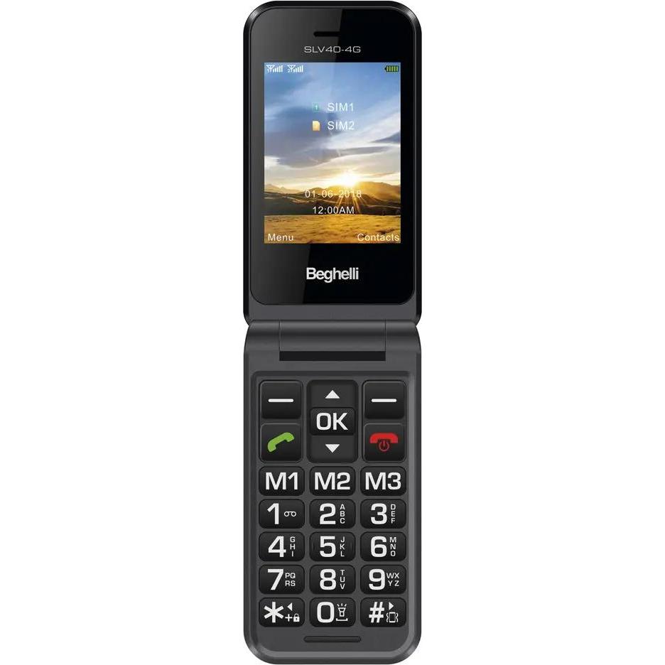 Beghelli Dispositivo di sicurezza telefonica SLV40 GSM semplice con pulsante SOS, grigio (2.80"), Cellulare con tasti, Grigio