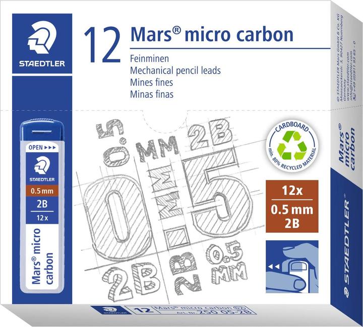Actual product image Staedtler Fine lead Mars micro 2B 12pcs (12 pcs., 0.50 mm, 2B)