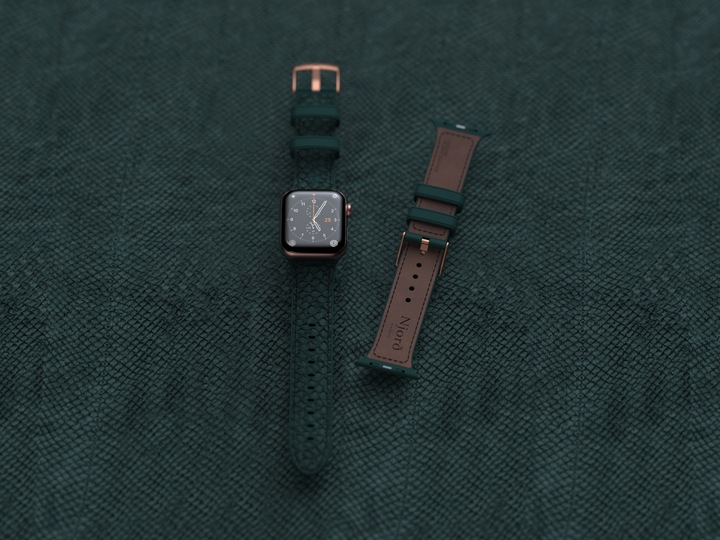 Actual product image Njord Jord Watch Strap For (44 mm, 45 mm, Vegan Leather, Salmon leather, Stainless steel fastener, Apple Watch)