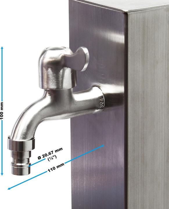 Produktbild Wiltec Wasserzapfstelle 95 cm Wassersäule Edelstahl eckig Garten Zapfsäule