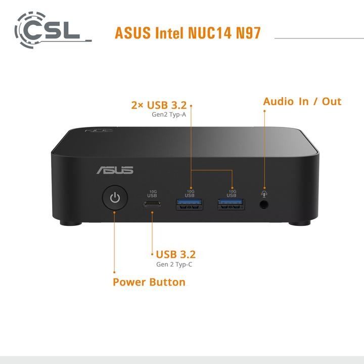 Actual product image ASUS Mini PC - NUC14 N97 / 16GB / 500 GB M.2 SSD / Win 11 Home (500 GB, 16 GB, Intel N97, Intel UHD Graphics)
