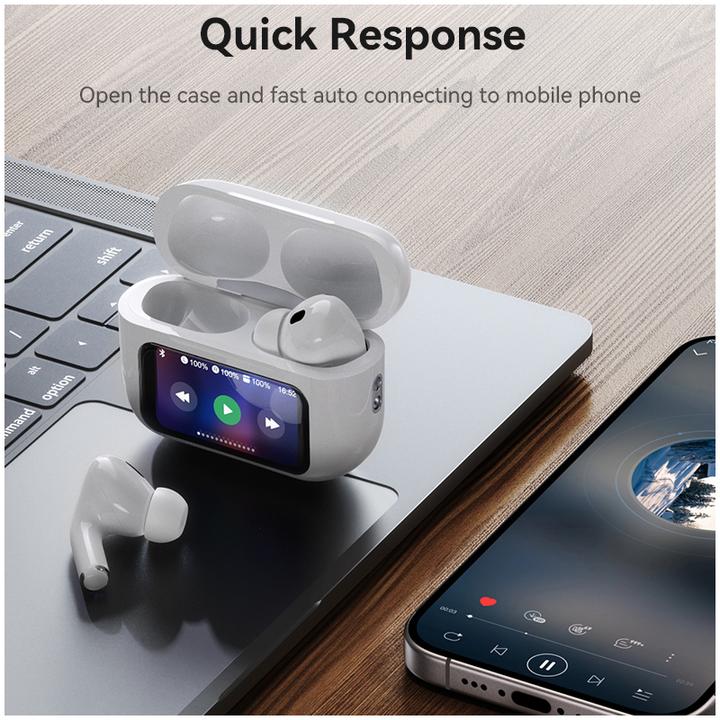 Actual product image Yesido TWS29 (ANC&ENC) Bluetooth 5.3 LCD-Kopfhörer, 360 mAh, Weiss (ANC, Wireless)