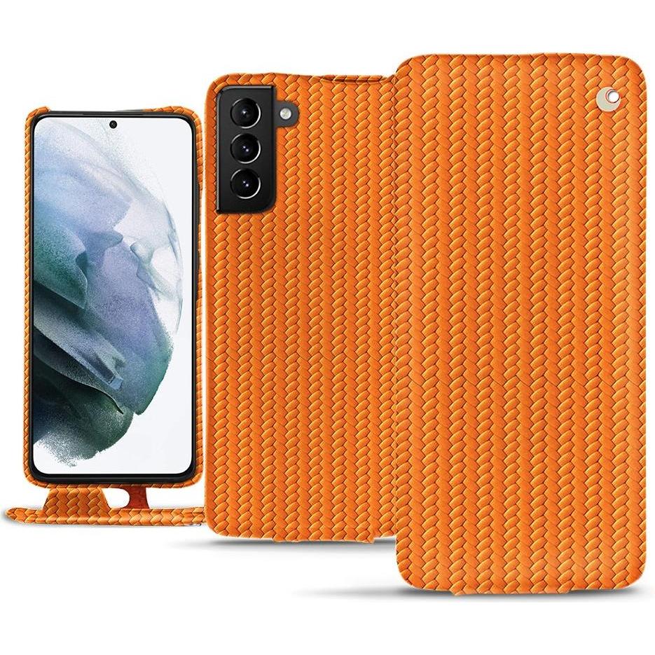 Noreve Lederschutzhülle vertikal (Samsung Galaxy S21+), Smartphone Hülle, Orange
