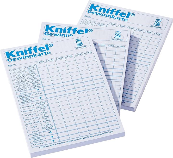 Immagine prodotto Schmidt Spiele SSP49039 - Kniffelblock - 3 pezzi per 1440 giochi, 2-8 giocatori, età 8+ (edizione DE) (Tedesco)